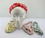 4 Pc Folora Plaid Twisted Criss Cross Elastic Hair Headbands Women Girls Wide