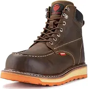 SUREWAY Mens Heavy Duty Soft/Composite/Steel Toe Work Boots for Men-Comfortable,GoodyearWelt,Full Grain Leather,6 in Wedge Moc Toe Construction Boots/Shoes