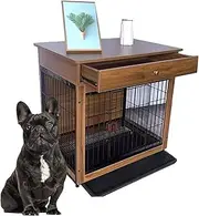 Furniture Style Dog Crate, Dog Kennel with Storage Drawer, Dog House Indoor, with Removable Tray for Easy Cleaning, for Small Medium Dogs (Size:M(78X56X78cm),Color:B)