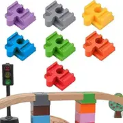 7 Pieces Plastic Train Track Accessories, 3.8 * 2.3 * 2Cm Train Track Connectors Rail Connection,Track Adapter Compatible With Most Major Wooden Railway Brands Duplo/Brio(7Colors,D)