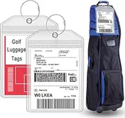 [CruiSeaU] Extra Large Golf Luggage Tag 9" x 6 ", Shipping Label Holder for Golf Bag- Plastic Waterproof Zipper Pouch - PVC Luggage Tag for Ship Sticks