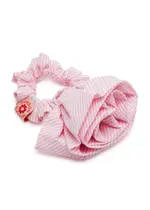 Damson Madder Rosette Striped Cotton Scrunchie - Pink ONE SIZE
