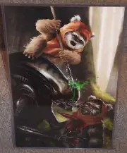 Star Wars Ewoks vs Alien Glossy Art Print 11 x 17 In Hard Plastic Sleeve