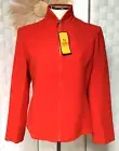 NWT 100% Cashmere Red Lined Logo Zip Blazer Jacket Size US 12 Italy FXA