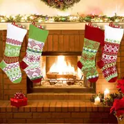 Knit Traditional Christmas Snowflake Hanging Stocking