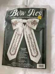 Bow Ties Cross Stitch Door Decoration Welcome Friends 17' X 11" New Package USA