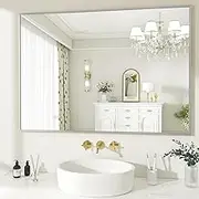 OICHA 24"x36"/60x90cm Mirror Bathroom Vanity Mirror Modern Wall Mounted Mirror Home Decor Solid Black Mirror for Bathroom Wall Mirror Rectangle Mirror Aluminum Alloy Framed Mirrors for Bathroom Vanity
