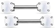 Body Accentz® Nipple Ring Bars Star Body Jewelry Pair 14 gauge [Opalite]