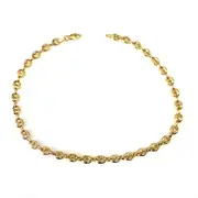 14K Yellow Gold Mariner Chain Anklet Bracelet, 10"