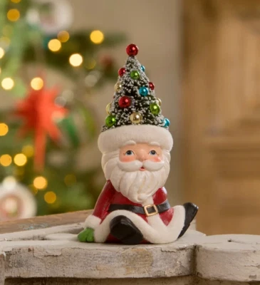 Bethany Lowe Retro Santa Seated with Bottle Brush Hat TL2371