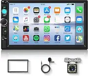 Hodozzy Double Din Car Stereo 7-inch Touch Screen Car MP5 Player Bluetooth FM Radio, Car Radio Double Din with Mirrorlink, AUX/USB, Rear View Camera, Steering Wheel Control and Color Backlight