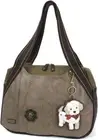 New Chala Bowling Zip Tote Large Bag Stone Gray Coin Purse Poodle White Dog