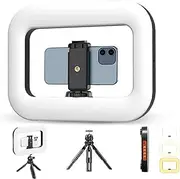 Handheld LED Ring Light - Portable Selfie Light, Handheld Ring Selfie Light Kit with 4000mAh Battery, Adjustable Color Temperature (2500K-8500K) for Cameras, Smartphones & vlogging (with Tripod)