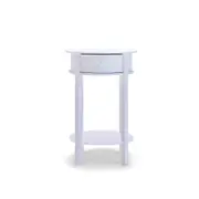 Franco Lamp Side Table White Sofa Display Shelf Round 1 Drawer Bedside Table