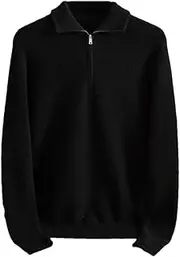 [Hamthuit] Men Zipper Half Turtleneck Long-Sleeved Business Sweater Men's High Neck Zipper Pullover Knitted Warm Sweater