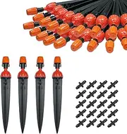 BEADNOVA Irrigation Drippers 30pcs Drip Emitters for 1/4 Inch with Straight Coupling 360 Degree Micro Sprinkler Adjustable Drip Irrigation Heads Drippers for Garden Patio Lawn