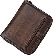 [STBTOO] Exquisite Head Layer Cowhide Wallet Thin Fashion Men Short Money Billfold Clip retro Male Vertical Zipper Casual Youth Small Purses Wallets, One Color, One Size