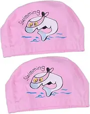 2pcs Swim Hats for Kids Bathing Cap Breathable Swimming Cap Earmuff Bathing Hair Care Swim Caps for Long Hair Unisex Swim Cap Ear Protection Shower Cap Cartoon Men and Women