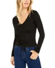 MSRP $40 Becca Tilley x Bar Iii Drawstring Ruched Top Size XL