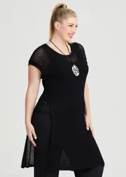 [TS] Taking Shape Pointelle & Rib Knit Tunic Size 10 in, Viscose - Plus Size Women's Clothing