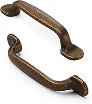 FURNIWARE 12Pack Antique Brass Kitchen Cupboard Handles, Cabinet Hardware Drawer Appliance Pulls, Kitchen Cabinet Drawer Wardrobe Door Handles,Brass- 3 Inch(96mm) Hole Center