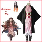 Demon Slayer Kimetsu Yaiba Kamado Nezuko Cosplay Costume Kimono Wig Party Dress