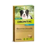 Drontal Allwormer Chew Medium Dogs 10kg Roundworm Hookworm Whipworm Tapeworm 20