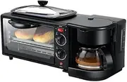 Small Breakfast Machine 4-in-1 Family Size Electric Breakfast Station Multifunctional Sandwich Machine Breakfast Machine Frying Pan Mini Oven Coffee Maker for Home Office