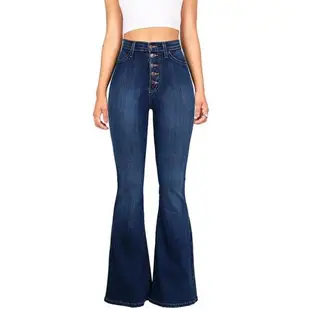 2022 Fashion elastic jeans women ladies jeans pants 女微喇褲