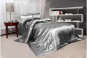 Satin Bed Sheet Set - King Size Silver