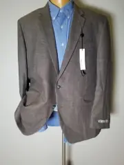 48R SLIM Kenneth Cole Canvas Brown On black Check Blazer SportCoat Jacket Tweed