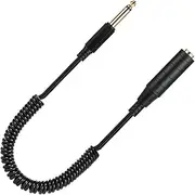 tunghey 6.35mm Guitar Instrument Cable, Gold Plated 6.35mm 1/4 inch TS Mono Male to Female Audio Coiled Extension Cord for Electric Guitar, Bass, Amp, Mixing Desks 80CM (Male to Female)