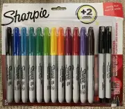 Sharpie Fine Point Permanent Markers Assorted 12 count + 2 Ultra Fine Black