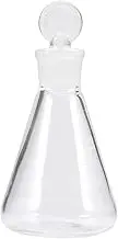 iplusmile Glass Erlenmeyer Flask with Stopper, 100ml Erlenmeyer Conical Flasks Graduated Flat Bottom Beakers for Experiment Laboratory Supplies Education Tool