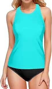 [Joisal] Tankinis, Tummy Control Tankini Top, Cream Longline Bikini Top, Small