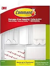 Command Picture Hanging Kit,3-Sawtooth&2-Wire-Backed Picture Hangers,5-Large Strips,Large Picture Hanging Strips 4-Set,Small Picture Hanging Strips 8-Set,16-Poster Strips,2.54x15.24x20.32cm