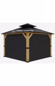 Gazebo Universal Replacement Privacy Curtain 4-Panels sidewall with Zipper 10x10