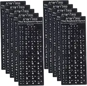 DOITOOL 10Pcs Thai Keyboard Stickers Black Background with White Text Replacement Skin for Computer Accessories for Language Learning and Communication