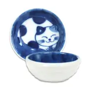 2 PCS Japanese Spice Soy Sauce Bowl 2.5"D Porcelain Maneki Neko Cat JAPAN MADE