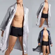 Mens Satin Silk Luxury Nightwear Kimono Bathrobe Nightgown Nightwear Nightwear