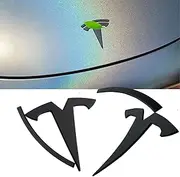 YHCDSEA Car Original Logo 3D Badge Metal Replacement Sticker for Tesla Model 3 Front Back Trunk T Logo Replace Emblem Stickers Accessories (Matt Black)