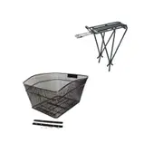 Velobici Bike Basket & Rear Rack Combo Package For Extra Rear Bicycle Storage