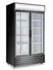 Double Glass Two 2 Door Black Upright Display Showcase 1000L Fridge P1000WB-A