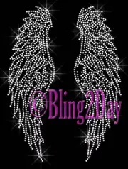 ANGEL WINGS RHINESTONE IRON ON TRANSFERS HOT FIX BLING