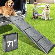 Dog Ramp for Car 71" Extra Long & 17" Wide Folding Pet Ramp Dog Ramps for Large Dogs with Non-Slip Rug Surface Portable Dog Car Ramp for SUV Car & Truck, Outdoor Dog Ramp