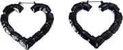 [Divas Diggables] Large Bamboo Hoop Earrings Black Heart Hoop Earrings Old School Hoops 3 inch