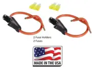 (2 PC) 12 GAUGE ATC FUSE HOLDER IN-LINE WITH (2 PC) 20 AMP FUSE Made in USA