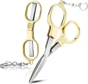 2 Pcs Folding Stainless Steel Portable Mini Small Travel Scissors, Safety Foldab