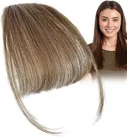 Clip in Bangs Real Hair | French Bangs Clip on Fake Bangs Fringe | Natural Color Fringe Hairpieces, Stylish Neat Bangs Hair Extension for Girls, Women
