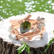 Sterling Silver Peridot Promise Ring, Moissanite Engagement Ring, Gift For Wife
